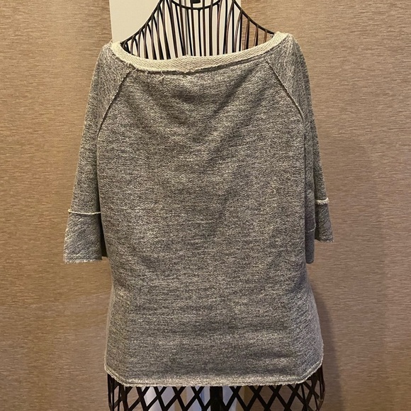 Anthropologie Grey Dolan T-Shirt Raw Edge French Terry Top - Picture 3 of 6